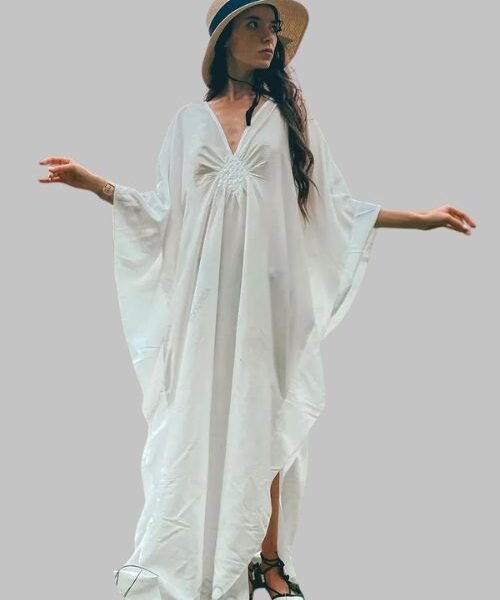 v neck kaftan for women, flowy v neck kaftan dress, boho chic v neck kaftan, lightweight kaftan with v neck