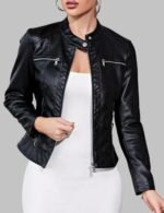 Women Biker Leather Jacket, Genuine Leather Moto Jacket, Stylish Leather Jacket for Women, Slim Fit Biker Jacket