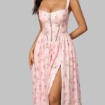 Floral Print Cocktail Dress Women Elegant