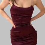 velvet mini dress, women's bodycon velvet dress, sleeveless velvet dress, square neck mini dress, backless velvet sheath dress