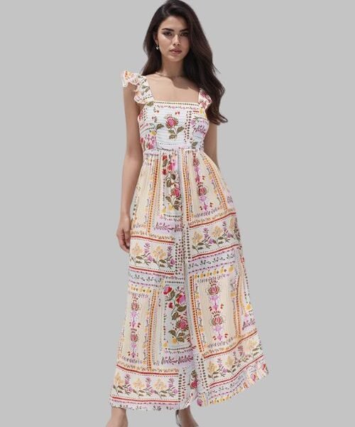 square neck midi dress, vintage floral midi dress, sleeveless floral dress for women, adjustable strap midi dress,