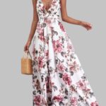 Spaghetti strap maxi dress, backless summer dress, printed long dress for women, elegant evening dress, slim fit maxi dress