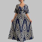 short sleeve maxi dress for women, summer twill maxi dress, waist cinching swing dress, elegant maxi dress outfit, breathable summer dress