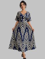 short sleeve maxi dress for women, summer twill maxi dress, waist cinching swing dress, elegant maxi dress outfit, breathable summer dress