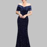 Velvet Sequin Evening Gown, Fishtail Formal Dress, Pleated Velvet Party Gown, Bridesmaid Velvet Dress