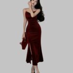 vintage prom dress for women, velvet bodycon prom dress, sleeveless velvet evening dress, velvet beach party dress