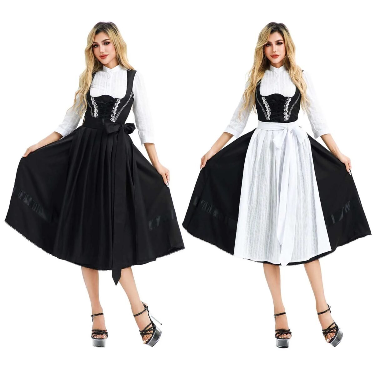 women’s dirndl costume, Oktoberfest dress for women, German festival dress, medieval dirndl midi, traditional Bavarian dress