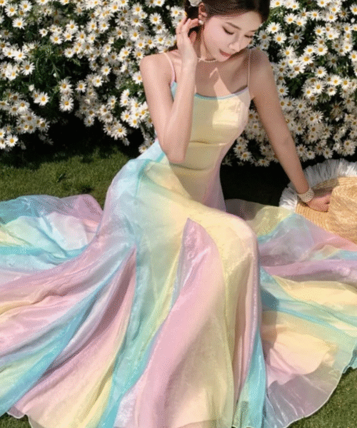 rainbow sleeveless birthday dress for women, colorful party dress for women, vibrant summer dress for women, casual rainbow dress for women