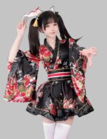 Japanese kimono style dress, anime cosplay costume, Halloween kimono outfit, dance performance robe, traditional Japanese robe