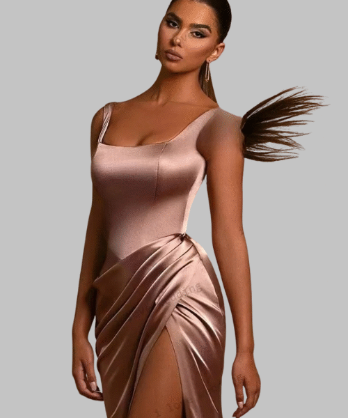 Sleeveless Rose Gold Prom Party Dress, women rose gold dress, rose gold party dress for women, rose gold prom dress USA, sleeveless prom party dress