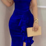 Shop Party Dresses in Royal Blue Off Shoulder Style