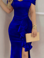 Shop Party Dresses in Royal Blue Off Shoulder Style