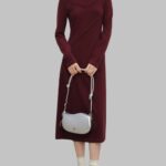 petite casual dresses for women, petite winter two piece dress, half high collar a line dress, petite size office dress, women’s casual winter outfit