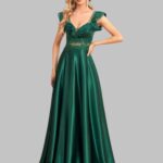 Buy Party Dresses in Green Satin and Look Stunning