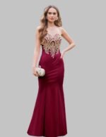 mermaid prom dress, sequined evening gown, sleeveless O-neck party dress, appliqué formal gown, slim fit trumpet dress