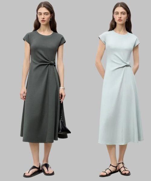Petite Long Dresses - Front Knot Dress
