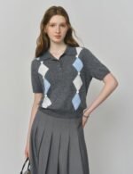 knitted wool shirt for women, women's wool shirt, short sleeve wool shirt, v-neck wool shirt