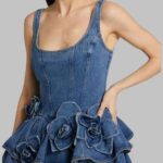 Sleeveless Denim Dress Women Knee Length Casual