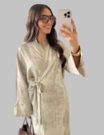 Kimono Maxi Dress - Lace up Dress - Image 2