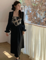 women funeral dress, long sleeve black dress, formal black dress, black dress for funeral