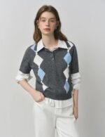 knitted wool shirt for women, women's wool shirt, short sleeve wool shirt, v-neck wool shirt