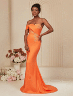 Orange Off-Shoulder Mermaid Party Dress - Image 4