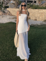 Strapless Brown Maxi Dress for Women - Image 4