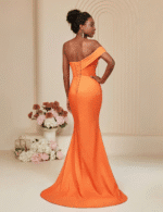 Orange Off-Shoulder Mermaid Party Dress - Image 5