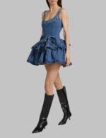 Sleeveless Denim Dress - Floral Mini Dress - Image 5