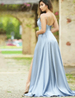Backless Light Blue Maxi Dress for Women - Image 6