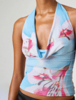 summer halter top, sleeveless cowl neck top, solid color halter top, stylish halter tank top