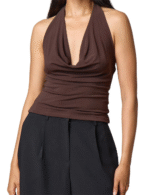 summer halter top, sleeveless cowl neck top, solid color halter top, stylish halter tank top