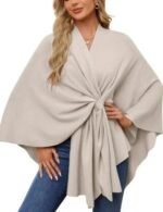 women’s knitted poncho, stylish cross front poncho, knitted sweater poncho, women’s poncho sweater
