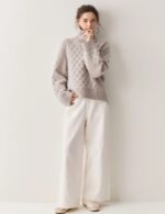 loose knit pullover sweater, cashmere pullover sweater, turtleneck pullover sweater, winter warm pullover sweater