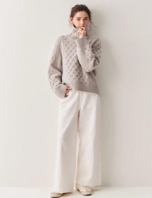 loose knit pullover sweater, cashmere pullover sweater, turtleneck pullover sweater, winter warm pullover sweater