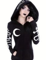 geometric patterned hoodie, black designer hoodie, casual zip up hoodie, durable knitted hoodie