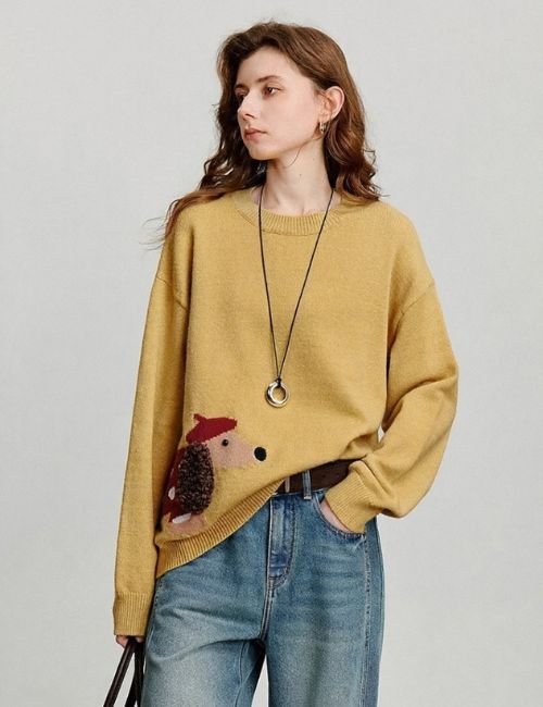 pullover knitted sweater, round neck pullover sweater, winter pullover sweater, long sleeve pullover sweater