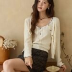 Women’s wool knit cardigan set, 2 piece wool sweater outfit, long sleeve cardigan sweater, camisole vset cardigan set