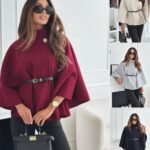 Winter Batwing Sleeve Poncho For Women