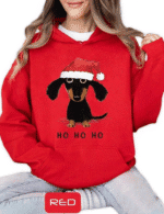 Festive Dachshund Holiday Hoodie, Christmas Dachshund Pullover Hoodie, Holiday Pullover Hoodie, Winter Dachshund Hoodie for Women