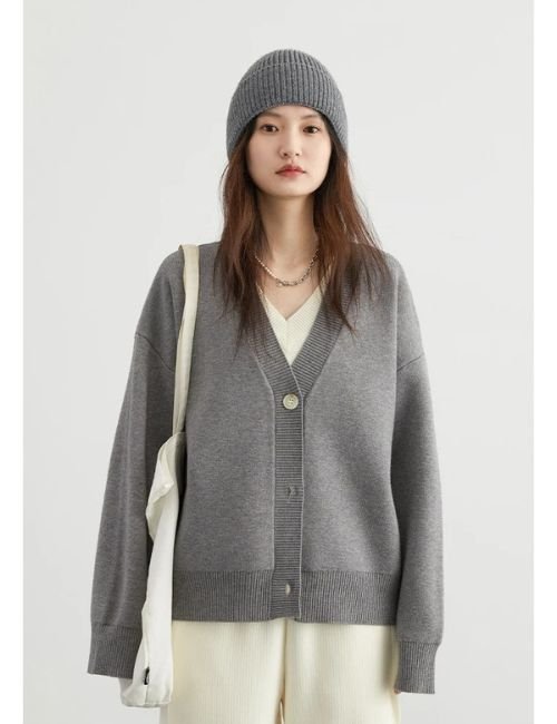 cozy knit cardigan sweater, casual long sleeve cardigan sweater, loose knit cardigan sweater, v neck cardigan sweater