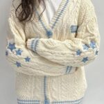 Casual Knitted Beige Cardigan Sweater