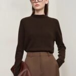 wool pullover sweater, knitted mock neck sweater, Casual knitted pullover, long sleeve mock neck sweater