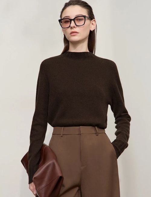 wool pullover sweater, knitted mock neck sweater, Casual knitted pullover, long sleeve mock neck sweater
