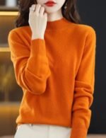 casual mock neck sweater, pullover mock neck sweater, long sleeve mock neck sweater, knitted mock neck sweater