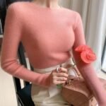merino wool crewneck sweater, women cashmere sweater, winter pullover sweater, women knitted sweater