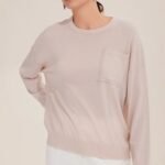 women oversized crew neck sweater, merino wool sweater, casual knitted sweater, long sleeve sweater