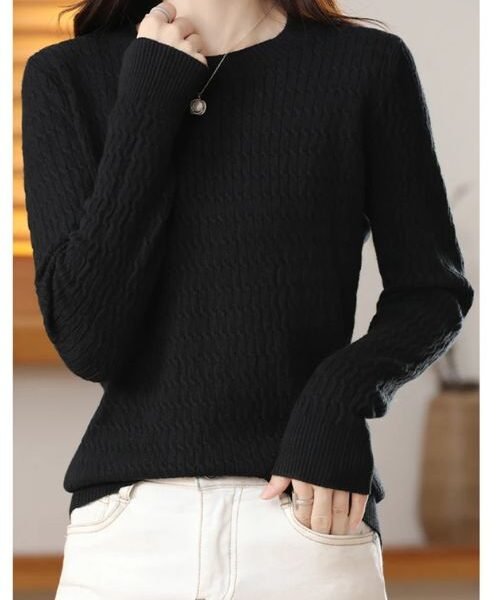 long sleeve crewneck sweater, women pullover sweater, cashmere crewneck sweater, solid color crewneck sweater