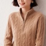 half zip cable knit sweater, cashmere sweater for women, turtleneck sweater for women, winter pullover sweater