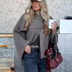 Scarf Collar Poncho, Women’s Winter Poncho, Stylish Women’s Poncho, Casual Poncho for Women